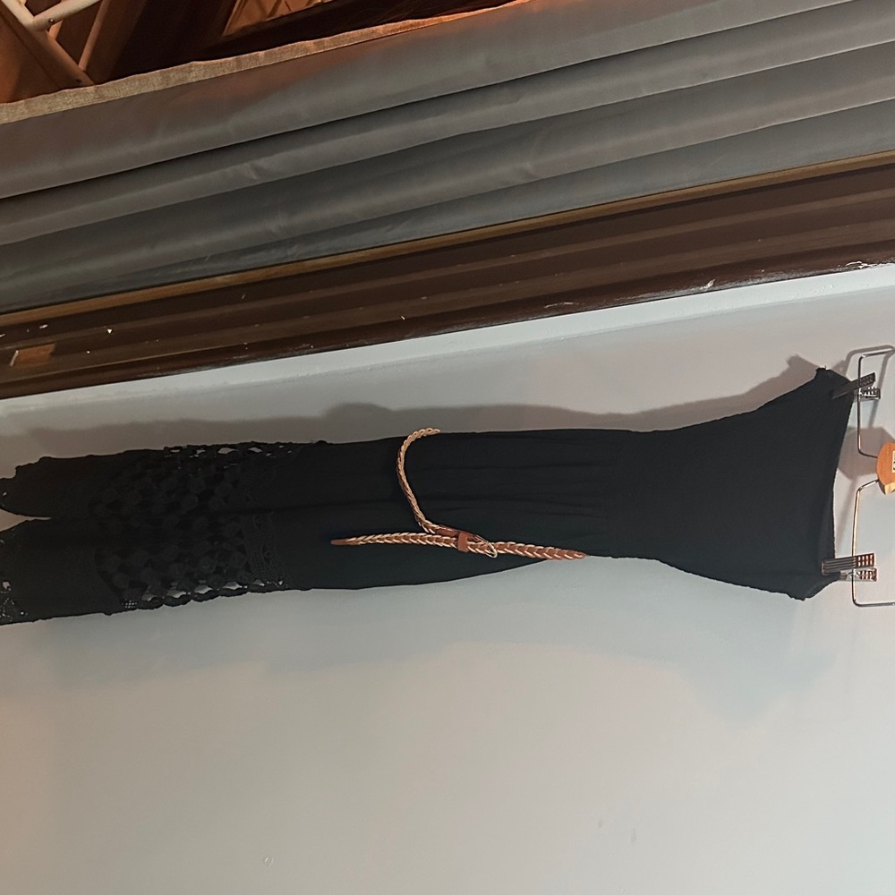 Justify Black Jumpsuit with Tan Belt